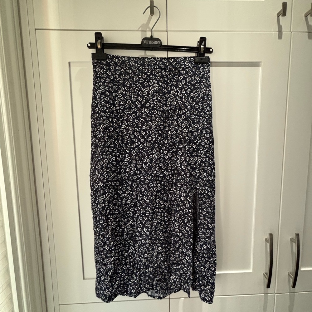 Navy Floral Midi Skirt